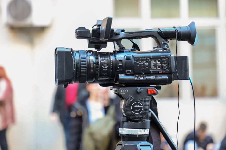 Professional video camera set up for a wedding
